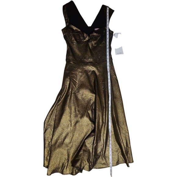 Bettie Page Queen Of Pinups Fit & Flare Midi Dress Womens 8 Burnished Gold Retro - Picture 9 of 9